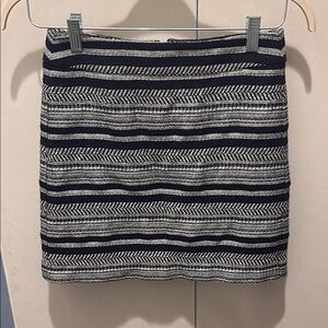 Black and White Striped Tweed Skirt